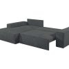 Promocoes Sofas & Poltronas | Vente-unique Sofa De Canto Esquerdo Convertivel Em Veludo Canelado Cor Cinzento Antracite - Amelia De Pascal Morabito
