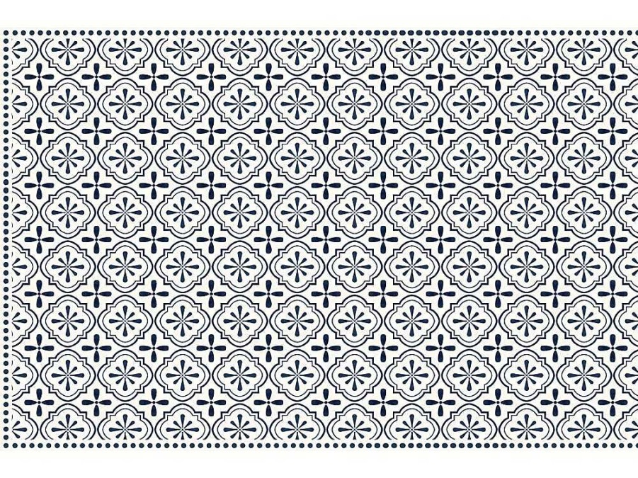 Tapete De Vinil | OZAIA Tapete Em Vinil Efeito Mosaico Hidraulico Terquise - 120X180 Cm - Azul E Branco