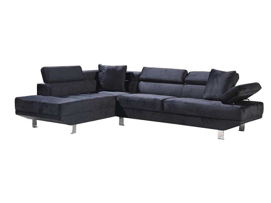Sofa De Canto | Saldosystocks Sofa De Canto Chaise Longue Executive Preto 262X190Cm Vista Frontal Lado Esquerdo