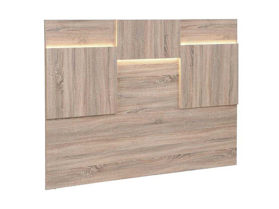 Cabeceira E Ponte De Cama | Vente-unique Cabeceira De Cama 170 Cm, Com Leds, Mdf Natural - Novaria
