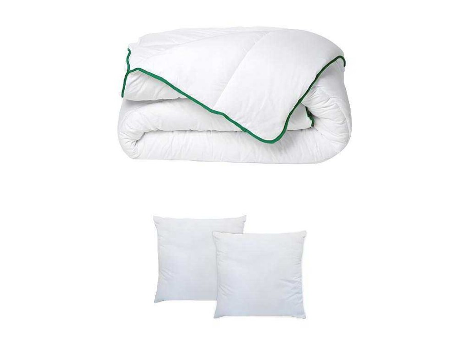 Edredao | DREAMEA Pack Edredao Temperado 200 X 200 + 2 Almofadas 60 X 60 Cm Antiacaros Natural Greencare - Azylia Ii