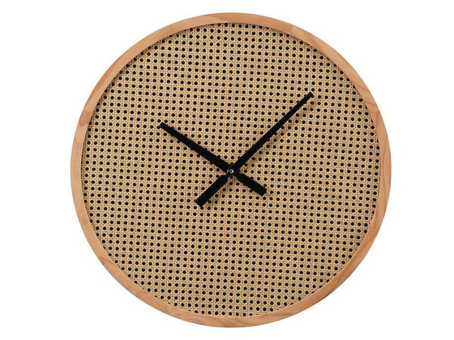 Relogio De Parede | OZAIA Relogio De Parede Em Palhinha D. 60 Cm Mdf E Madeira Natural - Fietra