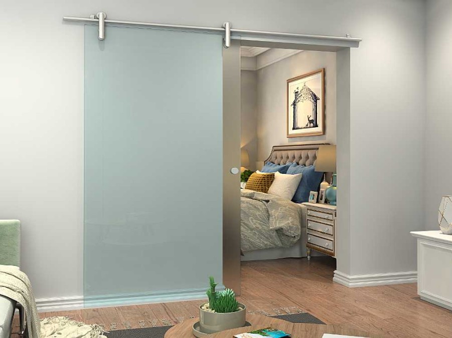 Porta De Correr | Vente-unique Porta Deslizante Suspensa Cleaver - A205 X C93 Cm - Vidro Temperado