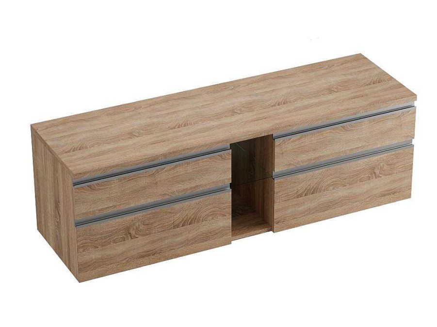 Movel Para Lavatorio | Vente-unique Movel Suspenso De Casa De Banho Cor Natural Clara 150 Cm - Magdalena Ii