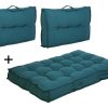 Decoracao De Jardim | OZAIA Conjunto 1 Colchao + 2 Encostos Sofa De Paletes Em Algodao Azul - Baila