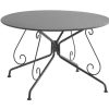 Conjunto Mesa E Cadeiras De Jardim | MYLIA Conjunto De Jantar De Jardim Metal Acabamento Ferro Forjado, Uma Mesa D120 Cm E 4 Cadeiroes Empilhaveis Antracite - Guermantes De Mylia