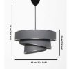 Candeeiro Suspenso | OZAIA Candeeiro De Teto Em Tecido E Metal De Altura Ajustavel D40 X A30-70 Cm Antracite E Prateado - Tairon