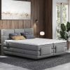 Cama De Adulto | Palacio Conjunto Boxspring Cabeceira De Cama Acolchoada, Sommier Articulado Eletrico + Colchao + Sobrecolchao 2 X 80 X 200 Cm Cinzento-Claro - Lodi Da Palacio
