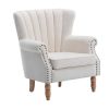 Poltrona Em Tecido | Vente-unique Poltrona Em Tecido Cor Creme Acabamento Canelado - Batoumi