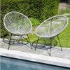 Conjunto Relax De Jardim | Happy Garden Conjunto De 2 Cadeiras De Ovos Acapulco Cinzentas