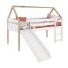 Cama De Crianca | Venprodin Cama Deslizante Logan Com Escada 140X200X96 Branco-Natural