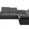 Sofa Em Pele Sintetica | Vente-unique Sofa De Canto Modular Com Arrumacao Em Tecido E Pele Sintetica Bicolor Cinzento Escuro E Preto - Rabelais