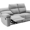 Sofa De Relaxamento Manual | Vente-unique Sofa De 3 Lugares Articulado Em Tecido Cor Cinza-Claro - Lana