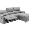 Sofa De Relaxamento Eletrico | Vente-unique Sofa De Canto Articulado Eletrico Em Tecido Cor Cinza-Claro De Canto Direito - Lunano