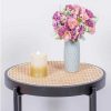 Mesa De Apoio | Vente-unique Mesa Lateral Retro Com Detalhes Em Rattan Natural (46Cm) - North - Preto