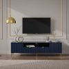 Movel De Tv | Vente-unique Movel De Tv Com 2 Portas, 2 Portas E 2 Nichos Em Mdf E Aco, Azul E Durado - Yesinia