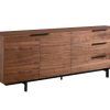 Aparador | Vente-unique Aparador Tayron 200 Cm - 2 Portas E 3 Gavetas - Mdf E Pes De Metal - Cor De Noz