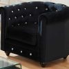 Poltrona Em Veludo | Vente-unique Cadeirao Chesterfield - Veludo Preto E Botoes Efeito Cristal