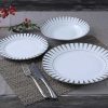 Louca E Utensilios De Cozinha | OZAIA Servico De Loica 18 Pecas Porcelana Branco E Prateado - Dynao