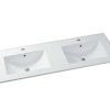 Movel Lavatorio Duplo | Vente-unique Movel De Casa De Banho Suspenso Com Lavatorio Duplo De Encastrar E Coluna Branco 120 Cm - Selita