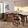 Consola | Skraut Home Mesa Consola Extensivel, 300, Para 14 Pessoas, Pes De Madeira, Preto E Carvahlo
