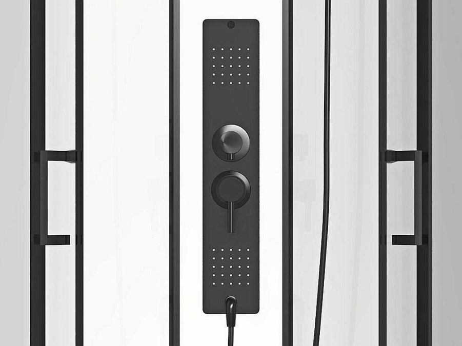 Cabine De Duche | Shower & Design Cabine De Duche De Hidromassagem Quadrada Preto Fosco E Branco C90 X L90 X A215 Cm - Tanito