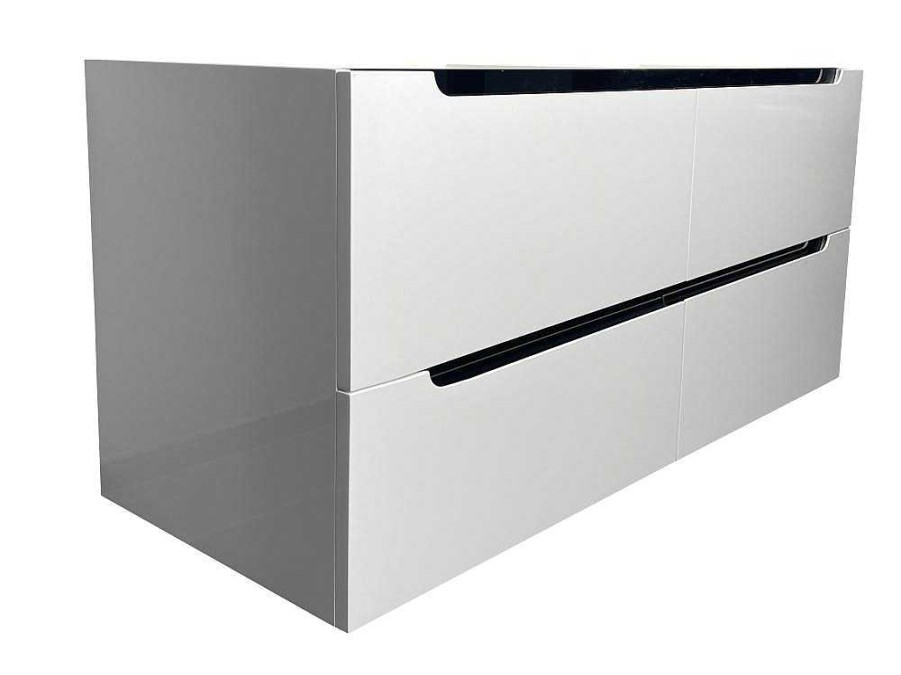 Movel Para Lavatorio | Vente-unique Movel Para Colocar Sob O Lavatorio Suspenso Branco C120 X A57 Cm - Selita