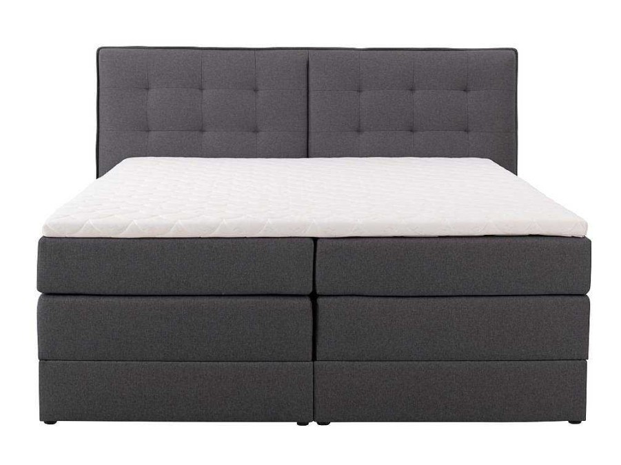 Cama Boxspring, Cama Continental | Palacio Conjunto Boxspring Cabeceira De Cama + Sommiers Com Arrumacao + Colchao + Sobrecolchao, 160 X 200 Cm, Tecido Antracite - Perama Da Palacio