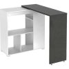 Movel De Bar | Vente-unique Conjunto "Comer Em Pe": Movel De Bar Saturne + 2 Bancos Altos Calas - Branco E Cinza Cimento