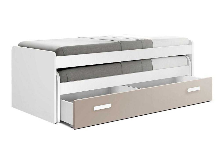 Cama De Adulto | Venprodin Cama Compacta - 105 Cm 73X201X115Cm - Branco-Cappuccino