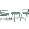 Conjunto Relax De Jardim | MYLIA Conjunto De Jardim Em Metal, 2 Cadeiroes Baixos Empilhaveis E Uma Mesa De Apoio, Verde-Amendoa - Mirmande