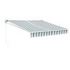 Toldo E Persiana De Exterior | Happy Garden Toldo Saule 2,95 2,5M - Tecido Listrado Branco/Cinzento E Estrutura Branca