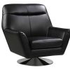 Poltrona Em Pele | Vente-unique Poltrona Giratoria Em Pele De Bufalo Cor Preto - Ithaque
