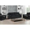 Conjunto Sofa E Poltrona | Vente-unique Sofa De 3+2+1 Lugares Em Pele Preto - Monika