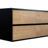 Movel Lavatorio Duplo | Vente-unique Movel De Casa De Banho Suspenso Com Lavatorio Embutido Cor Natural Clara E Preto 120 Cm - Lannick