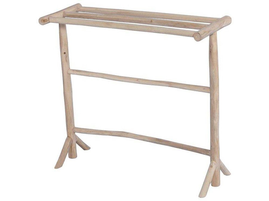 Acessorios De Casa De Banho | Vente-unique Toalheiro Com Pes Em Madeira De Teca Macica C. 80 Cm X L. 29 Cm X A. 75 Cm - Fodna