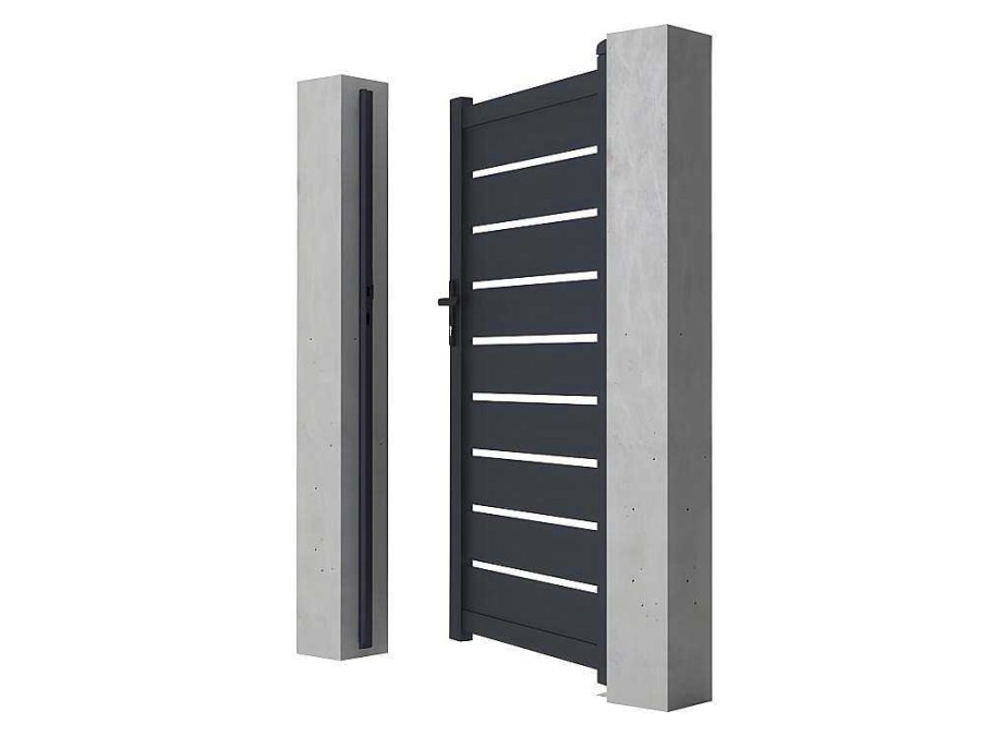 Porta E Portao | EXPERTLAND Porta De Batente Perfurada Antracite Em Aluminio De C100 X A176 Cm - Primo