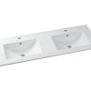 Movel Lavatorio Duplo | Vente-unique Movel De Casa De Banho Suspenso Estriado Lavatorio De Encastrar Natural Claro 120 Cm - Zevara
