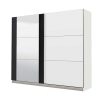Armario E Roupeiro | Vente-unique Guarda-Roupa Com 2 Portas De Correr E Com Espelho De C.217 Cm Cor Branco E Preto - Sutera