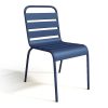 Conjunto Mesa E Cadeiras De Jardim | MYLIA Conjunto De Jardim De Jardim Em Metal, Uma Mesa C. 160 Cm E 4 Cadeiras Empilhaveis Azul-Escuro - Mirmande