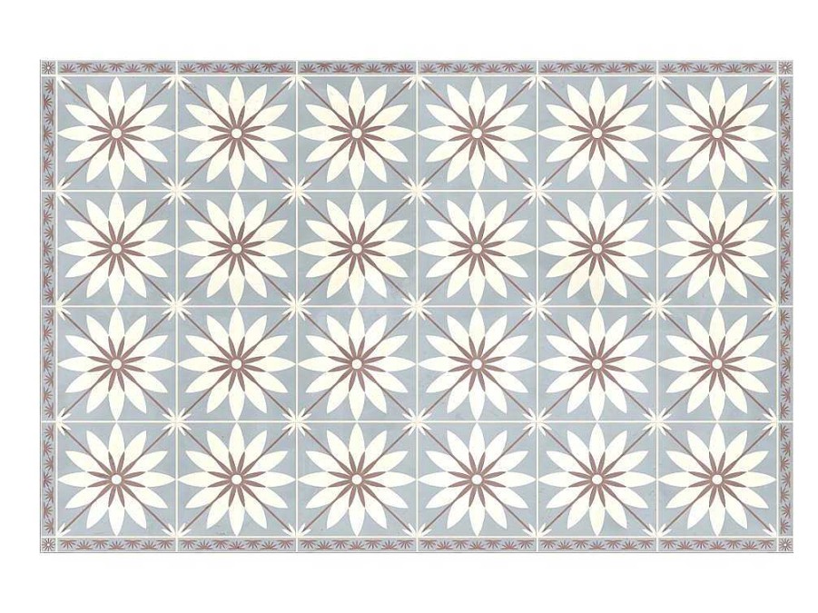 Tapete De Vinil | OZAIA Tapete De Vinil Efeito Azulejo Com Flores De 120 X 180 Cm - Florita