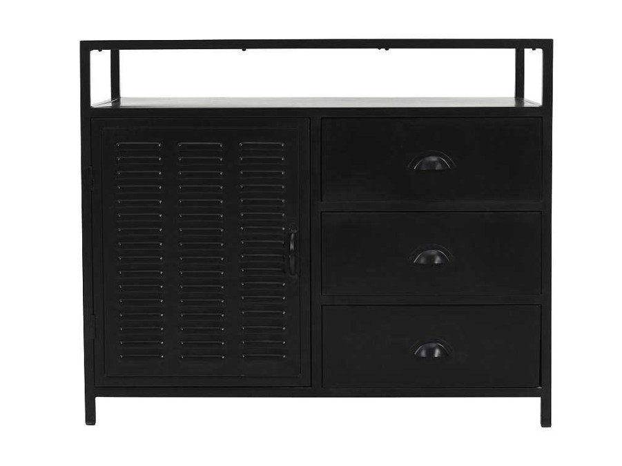 Movel Para Lavatorio | Vente-unique Movel Para Colocar Sob O Lavatorio Em Metal Preto 95 Cm - Eridani