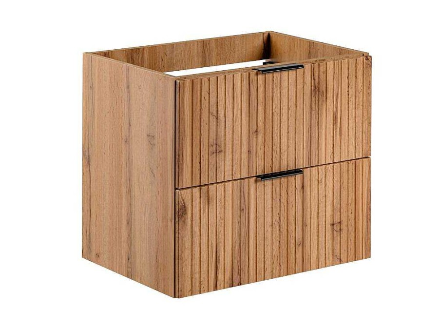 Movel Para Lavatorio | Vente-unique Movel Suspenso Estriado Para Lavatorio Natural Claro C60 Cm - Zevara