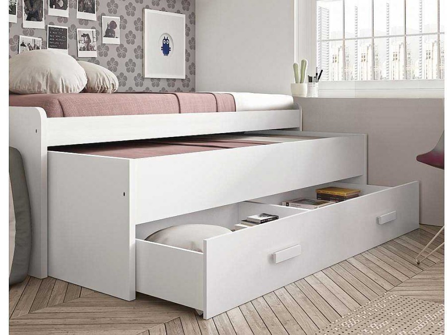 Cama De Adulto | Venprodin Cama Compacta - 105 Cm 73X201X115Cm - Branca