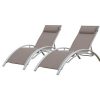 Espreguicadeira | Happy Garden Conjunto De 2 Cadeiras De Conves Galapagos Em Aluminio Taupe Textilene - Aluminio Branco