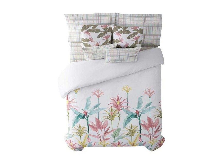 Roupa De Cama | Purline Housse De Couette 100% Coton 1 Piece Blanc A Fleurs Pastels 200X240