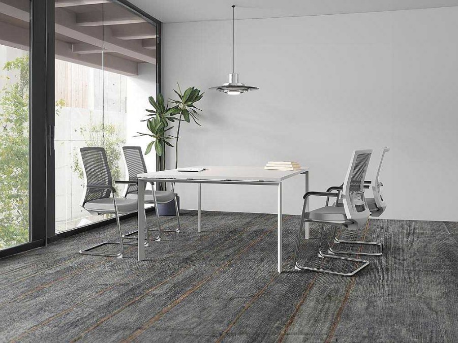 Mobiliario De Escritorio | Workēa Mesa De Reuniao Quadrada, 4 Pessoas, Branco C120 Cm - Downtown