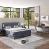 Cama Articulada | Palacio Conjunto Boxspring Cabeceira De Cama Com Leds + Sommier Articulado Eletrico + Colchao + Sobrecolchao 2 X 90 X 200 Cm Tecido Azul - Astemi Da Palacio