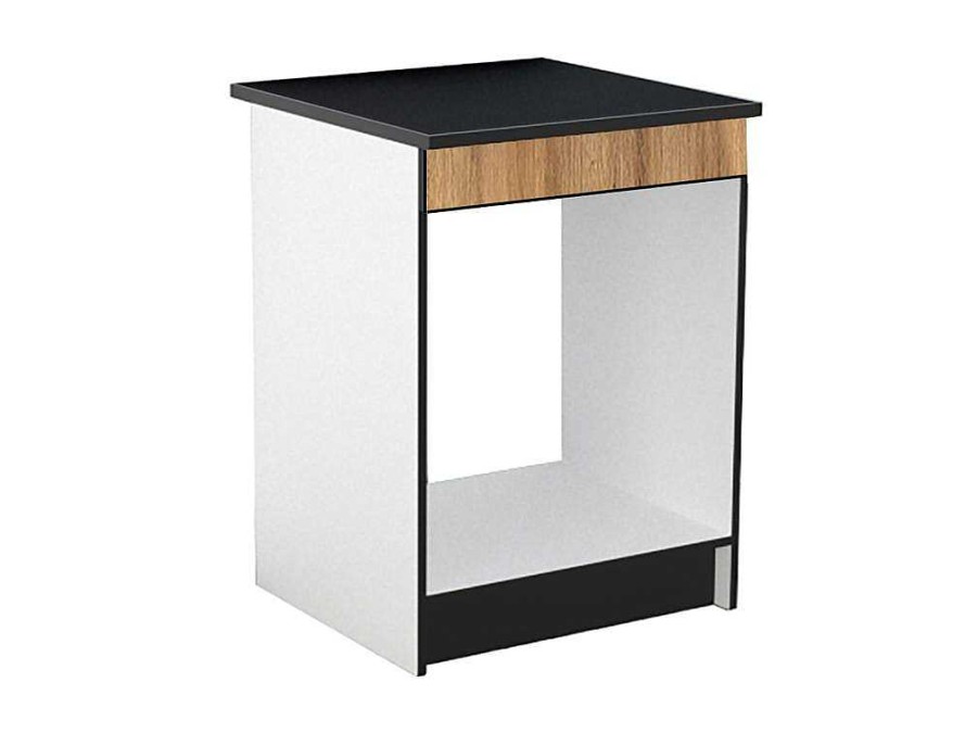 Movel De Cozinha | Vente-unique Cozinha Completa Com Bancada De Trabalho 180 Cm Natural E Preto - Trattoria