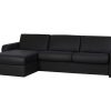 Sofa Cama De Abertura Rapida | Vente-unique Sofa De Canto Convertivel Em Cama Em Pele Preto - Canto Esquerdo - Bevis